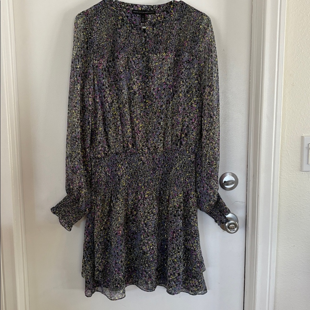 White House Black Market Multicolor Long Sleeve Dress